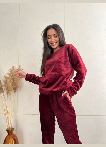 Жіночий костюм домашній бордового кольору 24085 N