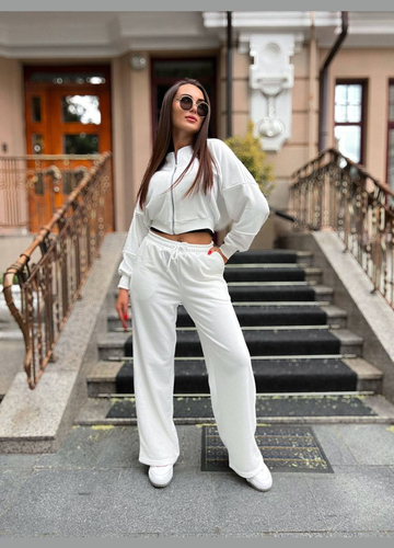 Спортивний молочний костюм 2-ка з якісної турецької тканини, комфортний стильний прогулянковий костюм на блискавці 705